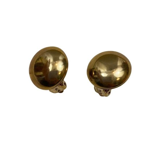 New Without Tags Gold Tone Polished Ball Clip Earrings - Picture 1 of 6